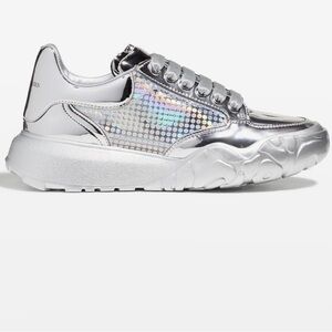 Alexander McQueen Silver Holographic Athletic Shoes